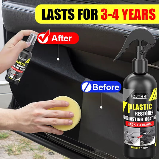 Car Plastic Restorer - Long-Lasting Gloss Renovator for Black Plastic and Leather Auto Surfaces